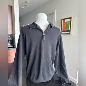Daniel Cremieux Mock Zip Polo Sweater | Black and Red | Medium